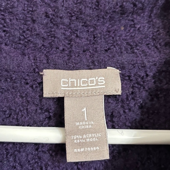 Chico’s Women’s Purple Wool Blend Long Neck Fall Winter Sweater Sz-M - Picture 4 of 5